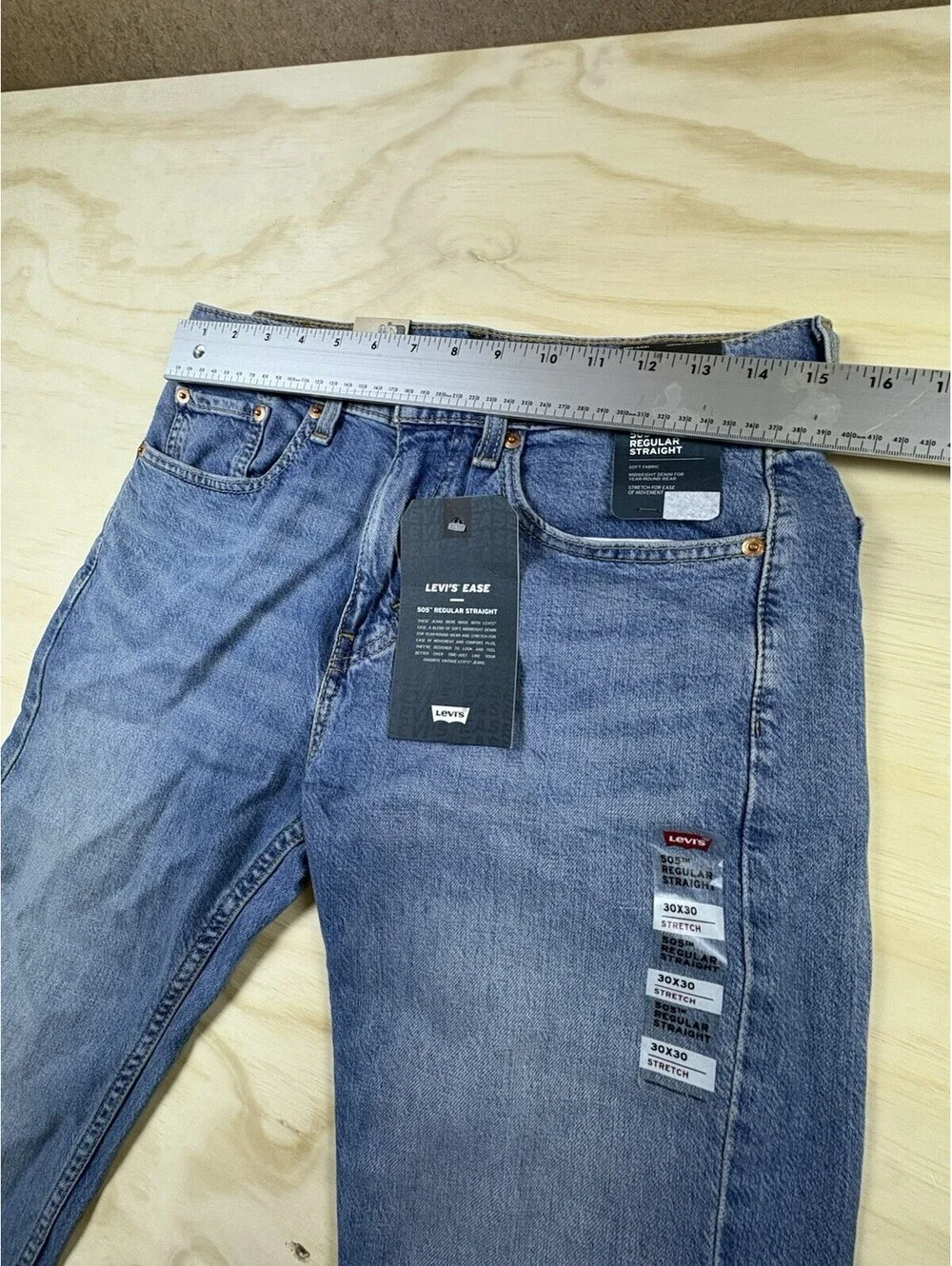 NEW Levis 505 Regular Jeans Mens 30x30 Blue Med Wash Stretch Straight Leg Denim